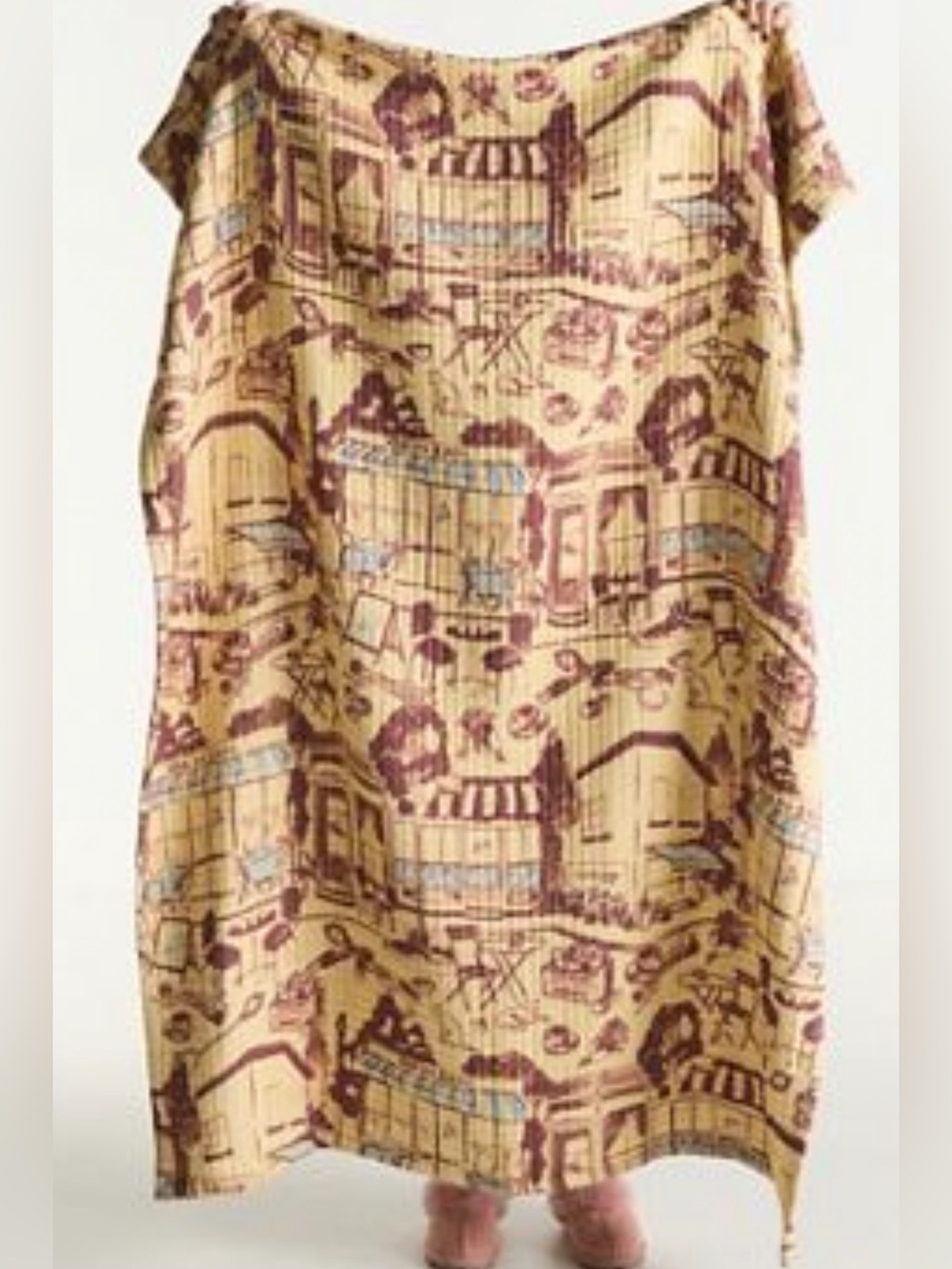 ANTHROPOLOGIE Damson Madder Two-Way Printed Woven Cotton Quilted Throw Blanket